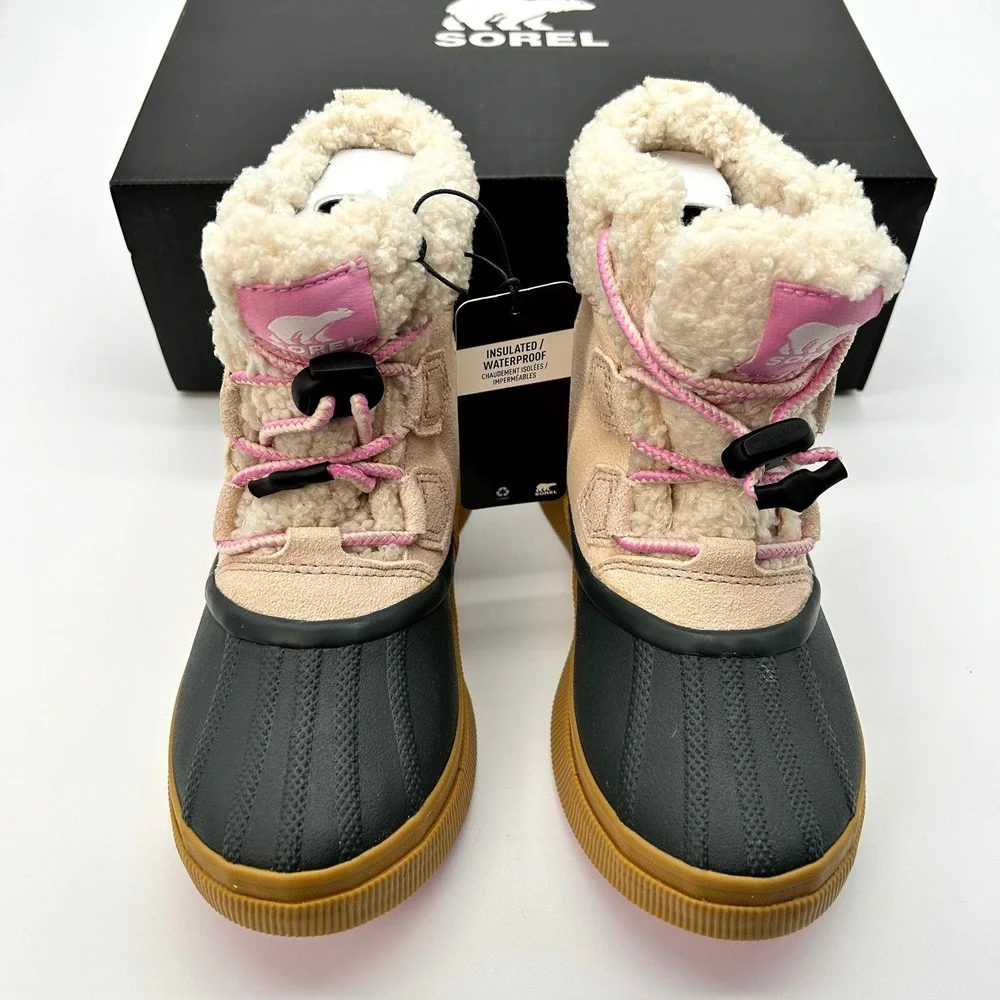 SOREL Youth Waterproof Boots Size 3 Kids Out N About IV Chillz‎ Pink Suede NEW